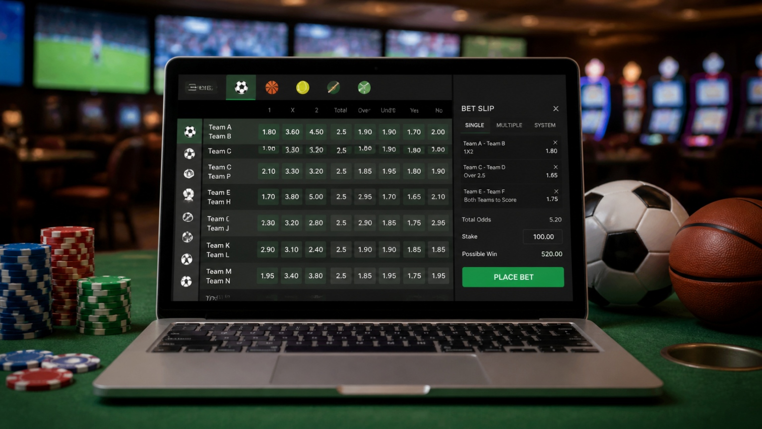 Best Sports Betting Sites Singapore: What Readers Should Evaluate Sports betting interface with odds and betting slip on screen