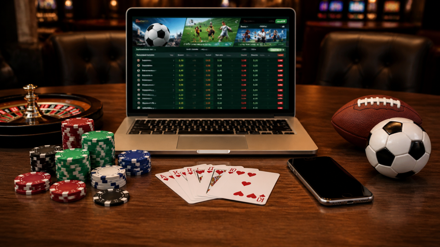 Betting Sites Malaysia: How to Evaluate Options Wisely Casino-related betting desk with laptop, chips, and sports odds