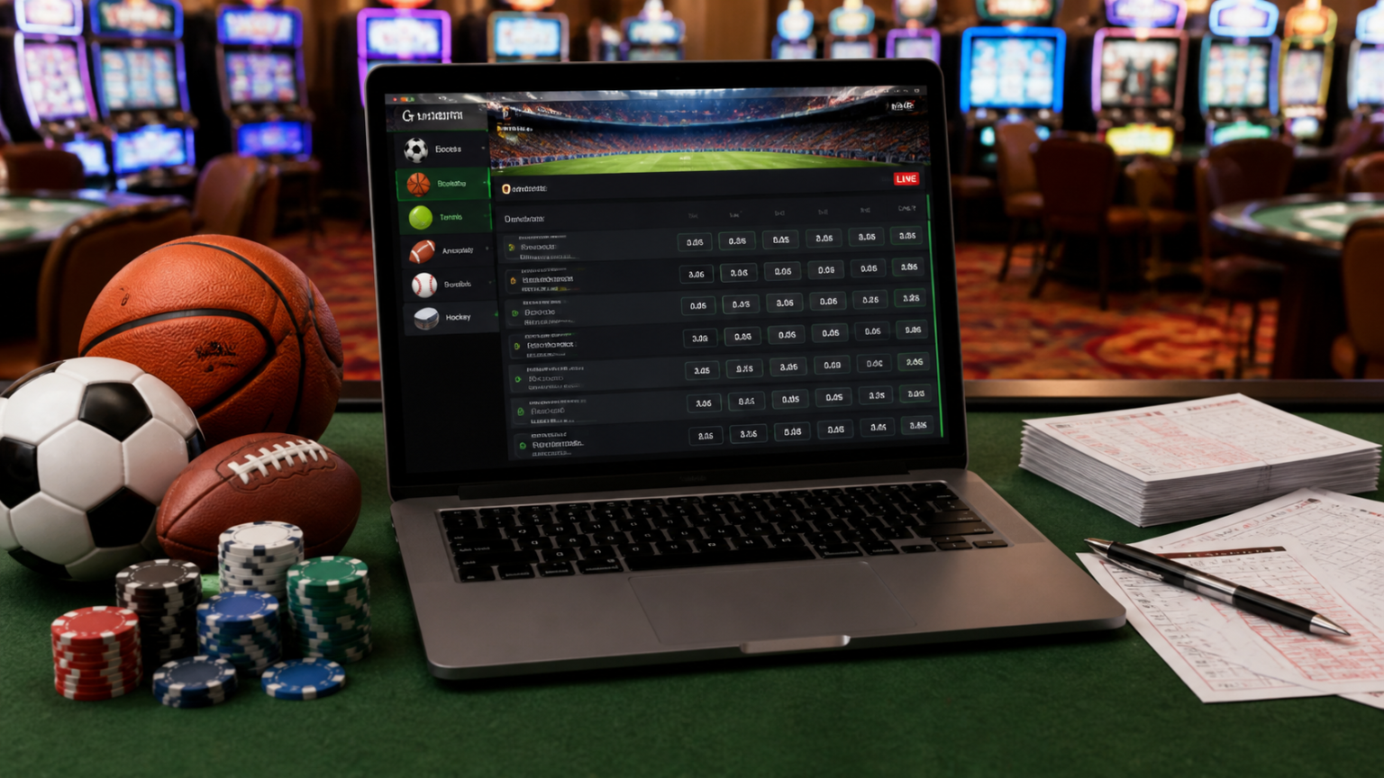 Sports Betting Sites Singapore: What Readers Should Know Sports betting site on a laptop with odds and betting slips