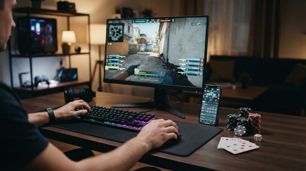 การวางเดิมพันเกมอีสปอร์ตพร้อมหน้าจอแสดงสถิติและอัตราต่อรองการแข่งขัน